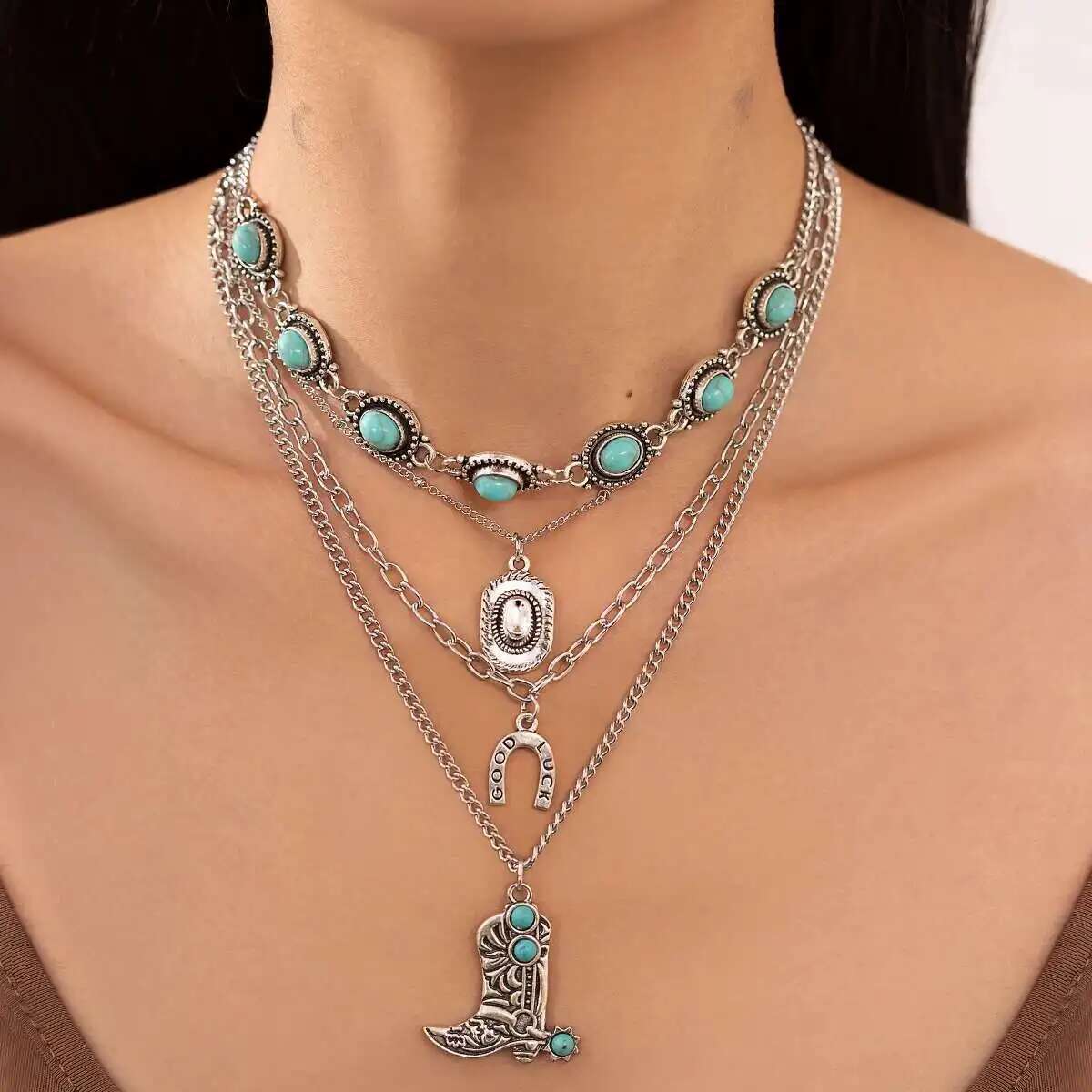 Ethnic Fashion Trends 2025 - Ingemark 4 stks/set Etnische Blauwe Steen