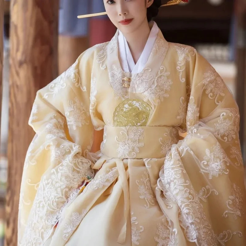 Hanbok Modern Set - ellow Koreaanse kleding vrouwen traditioneel kostuum