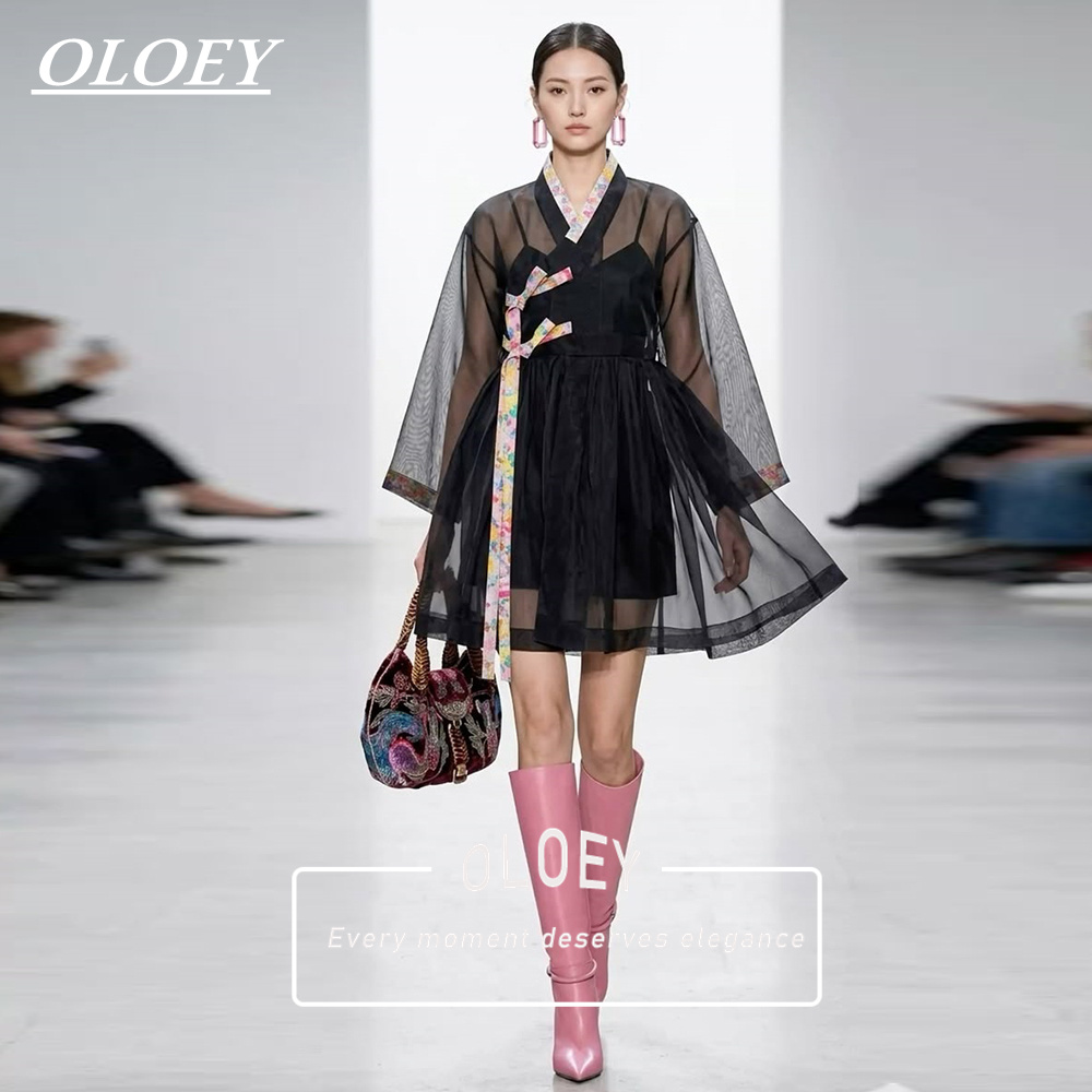 Hanbok Modern Set - OLOEY Moderne Zwarte Korte Concert Hanbok