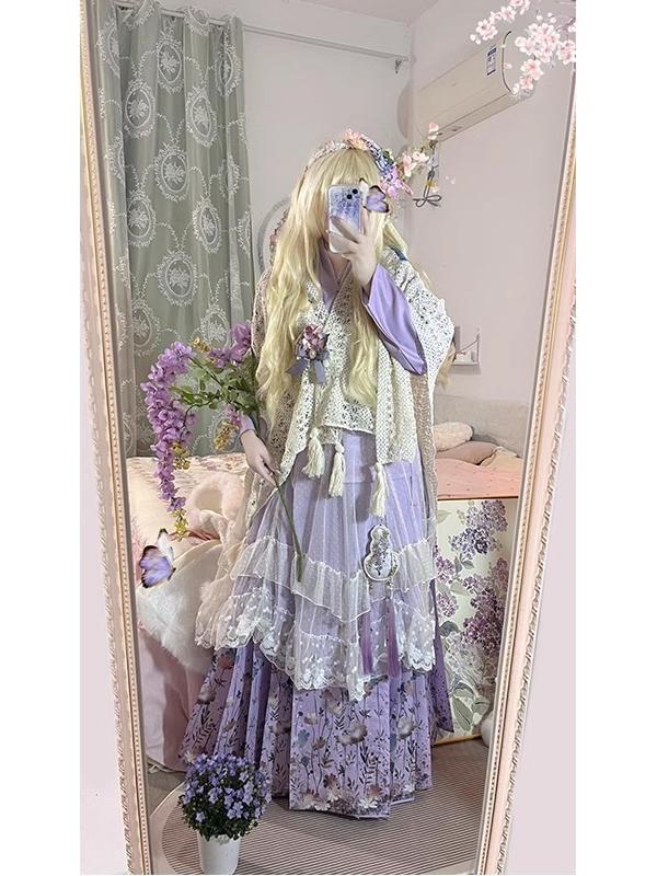 Hanbok Modern Set - Paarse Hanbok Set Dagelijkse Schattige Lolita
