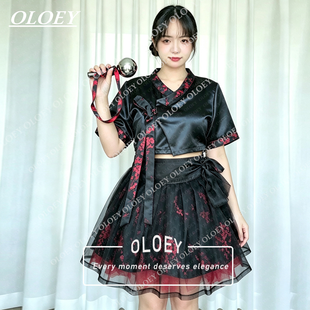 Hanbok Modern Set - OLOEY Moderne Zwarte Korte Concert Hanbok