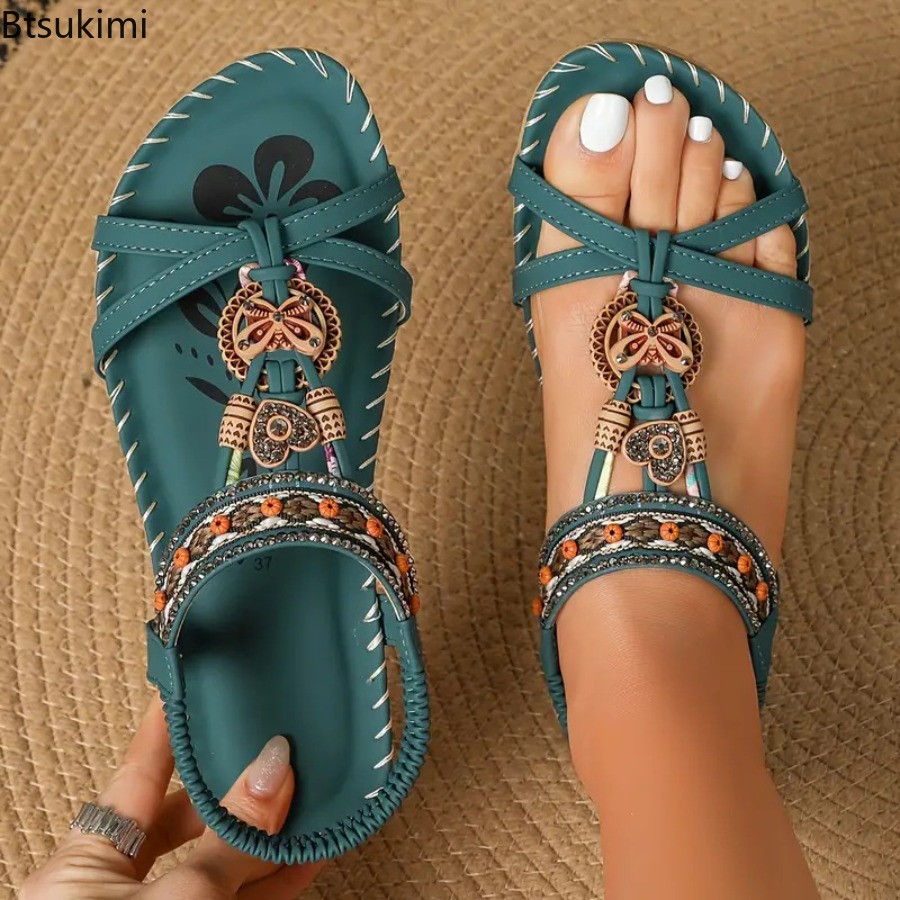 Ethnic Fashion In - Vrouwen Boheemse sandalen Outdoor strandjurk Casual