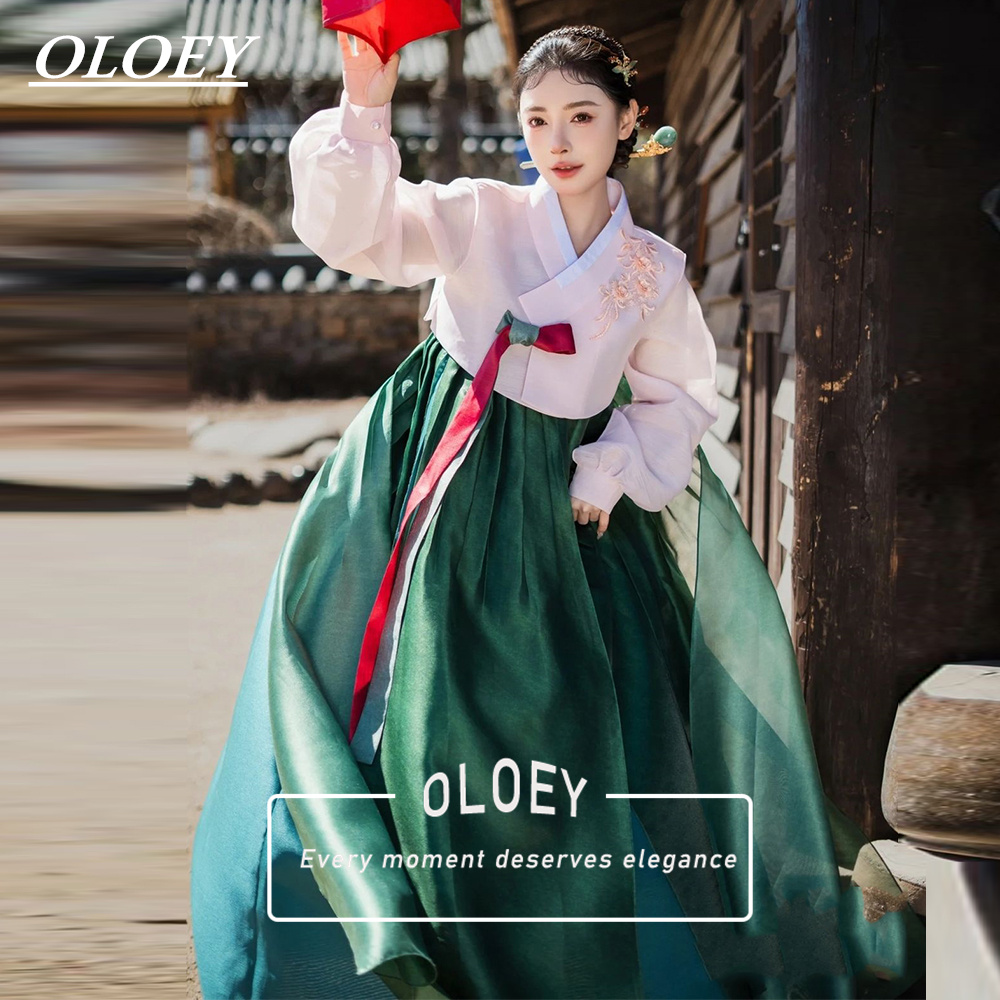 Hanbok Modern Set - OLOEY Elegante Groene Koreaanse Bruiloft Fotoshoot