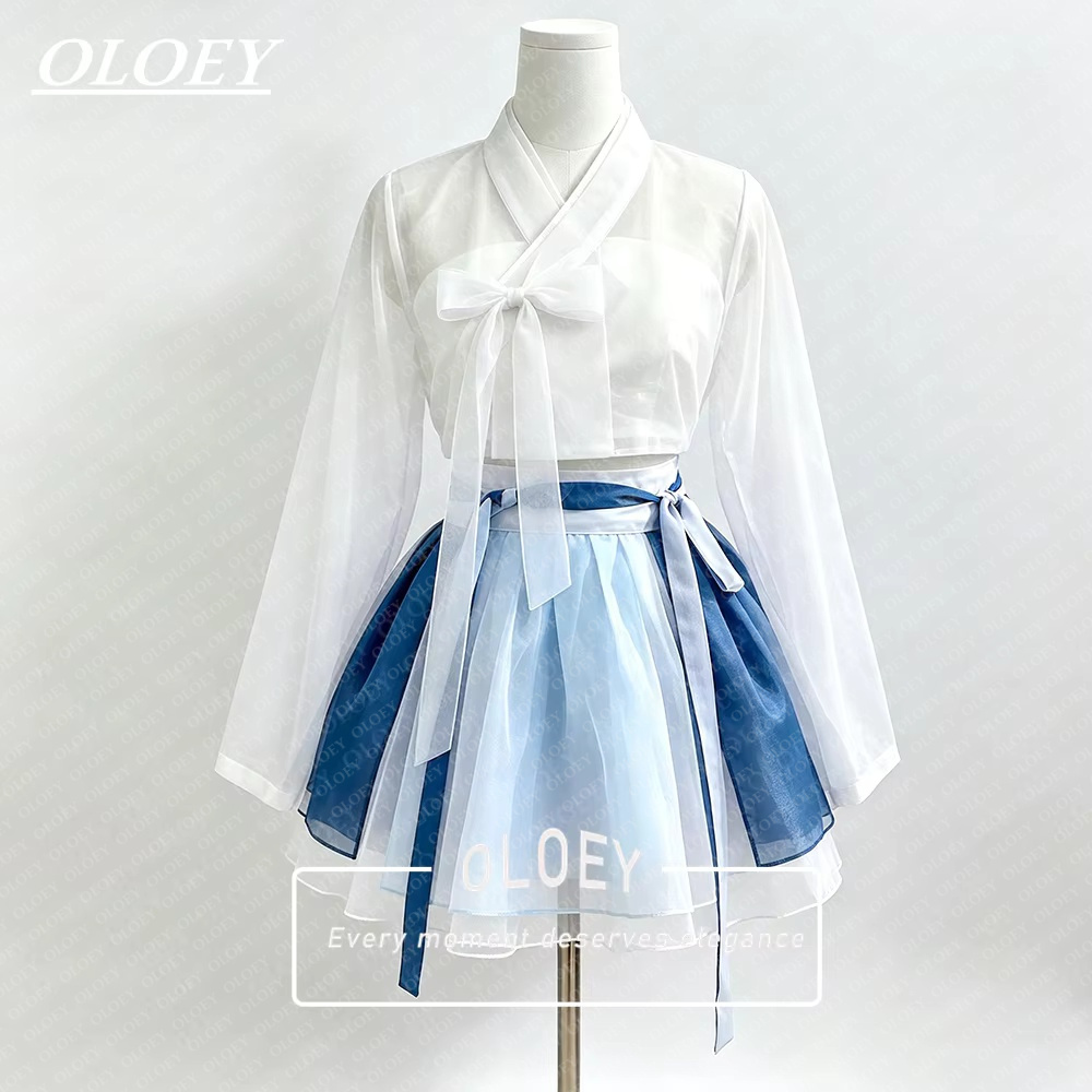 Hanbok Modern Set - OLOEY Moderne korte concert Hanbok contrastkleur