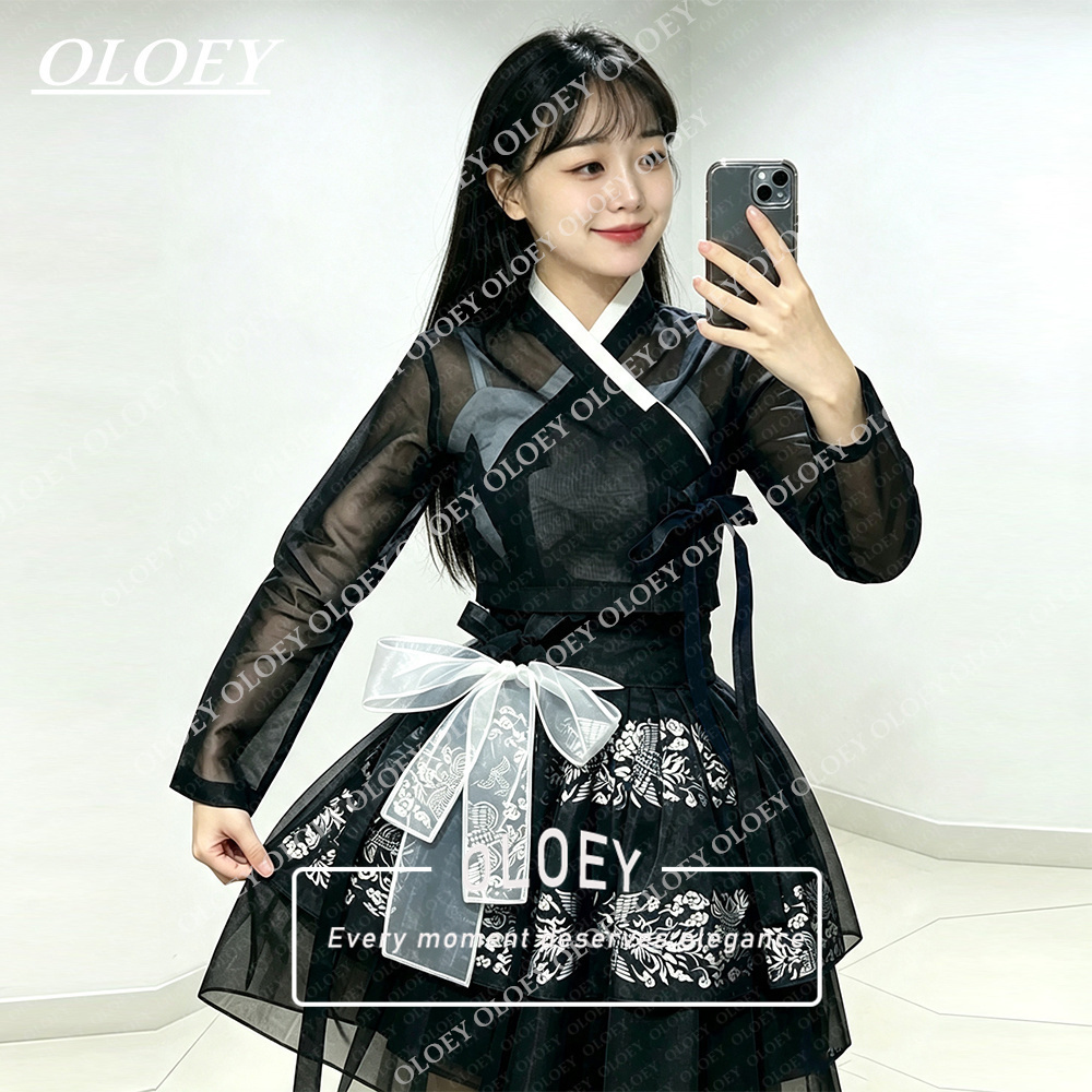 Hanbok Modern Set - OLOEY Moderne Zwarte Korte Concert Hanbok