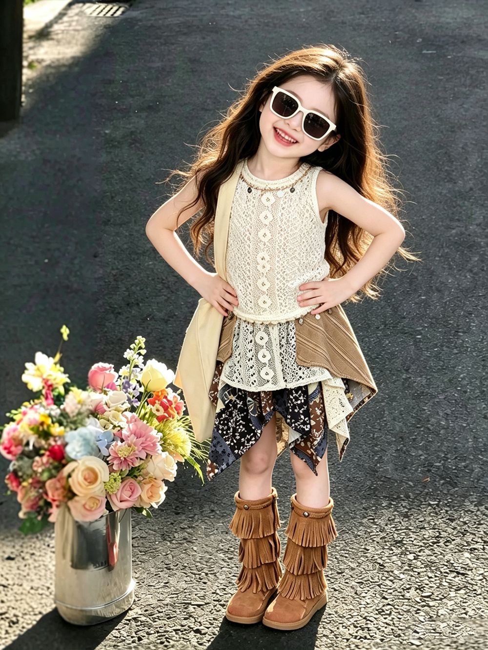 Kids Ethnic Fashion - Meisjes zomeroutfit 2026 Nieuwe etnische stijl