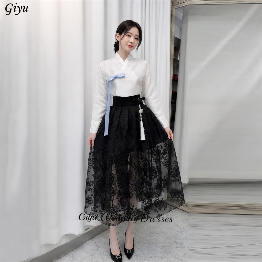 Hanbok Modern Set - Giyu Aangepaste zwarte contrastkleur Hanbok 2-delige