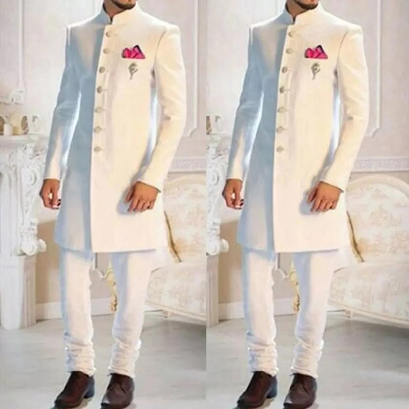 Fashion Design Wit Stand Kraag - Ethnic Wear Men'S Fashion recensie en prijs